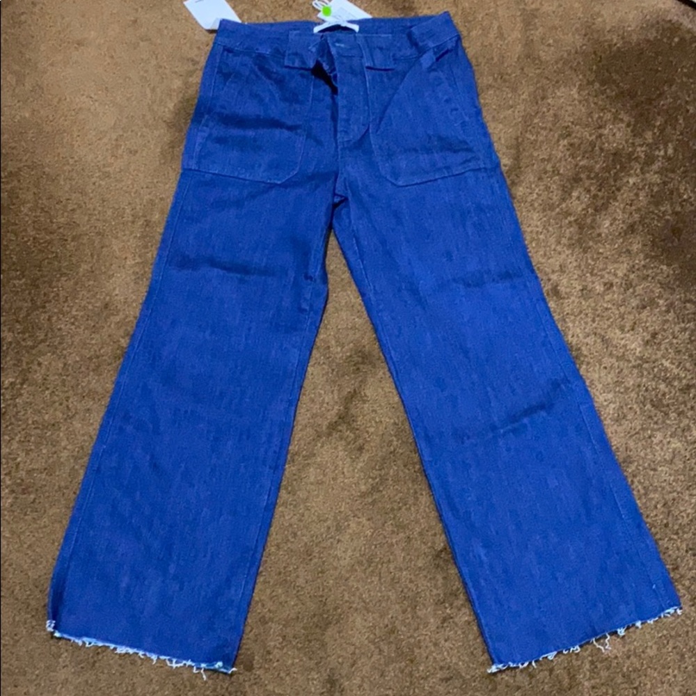 Sam Edelman raw hem wide leg jeans